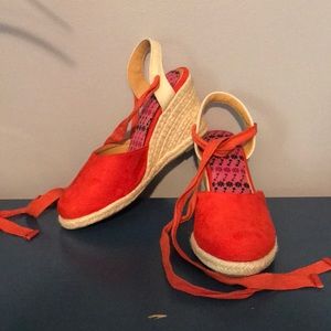 Red Espadrilles W/ Red Ankle Ties
